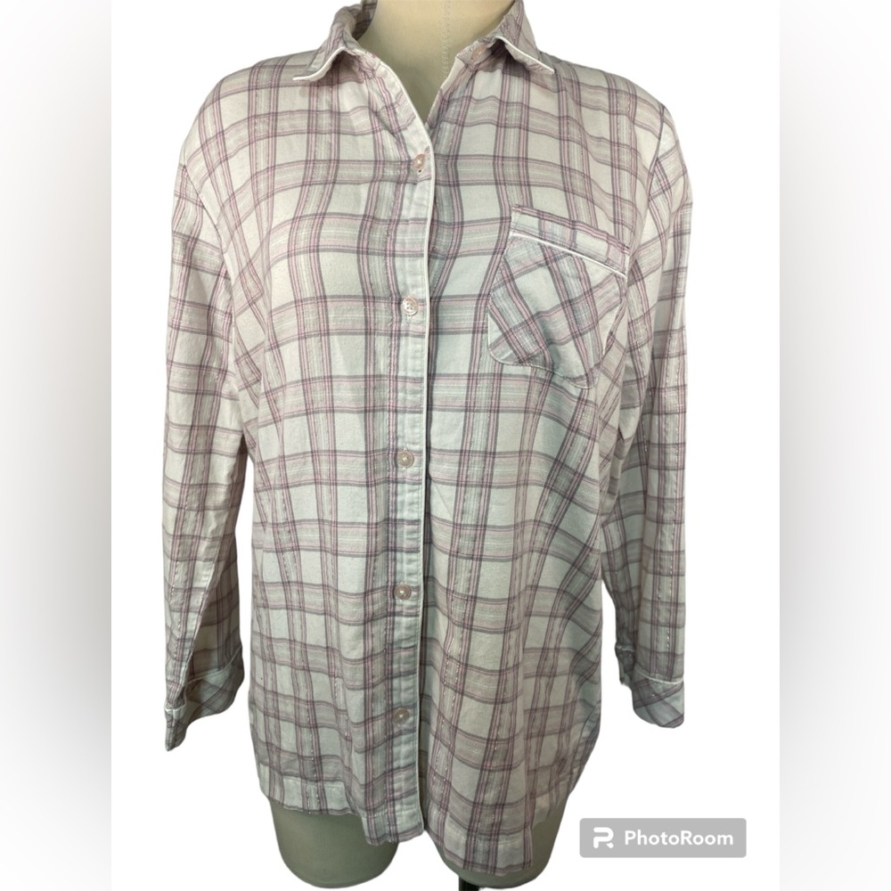 Victorias Secret Long Sleeve BU Flannel Sleepshirt / Pajama Top Women’s Medium